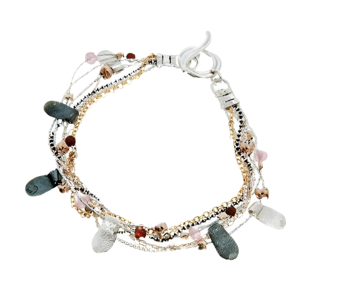 BRACELET  GARNET ROSE QUARTZ MULTI LAYER BRACELET