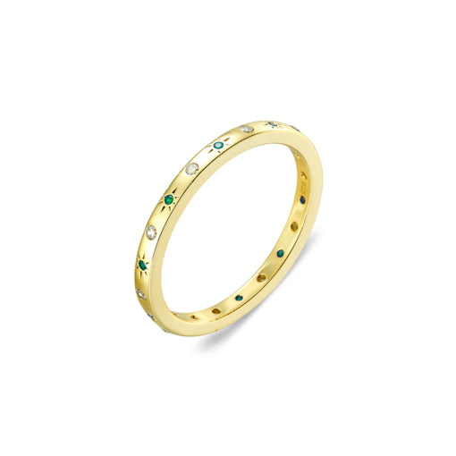 EMERALD CUBIC ZIRCONIA STAR FINE GOLD RING