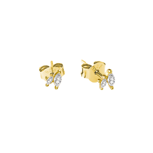 PETITE GOLD PLATED  DUO STONE STUD