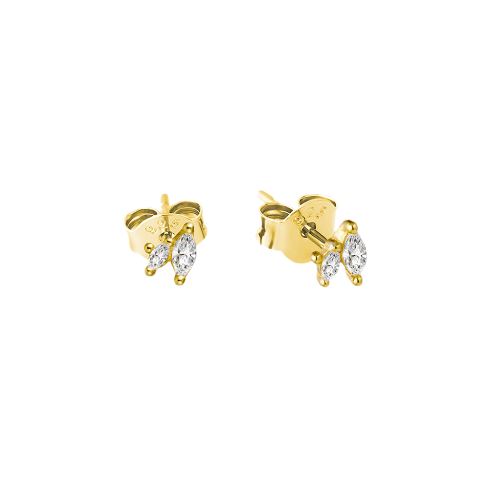 PETITE GOLD PLATED  DUO STONE STUD
