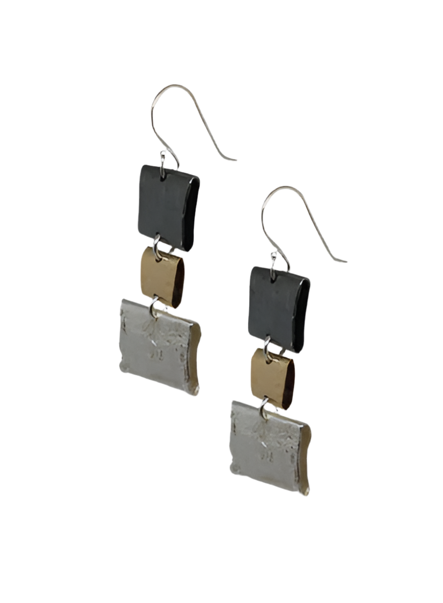 EARRINGS 3 LARGE SQUARE DROPS