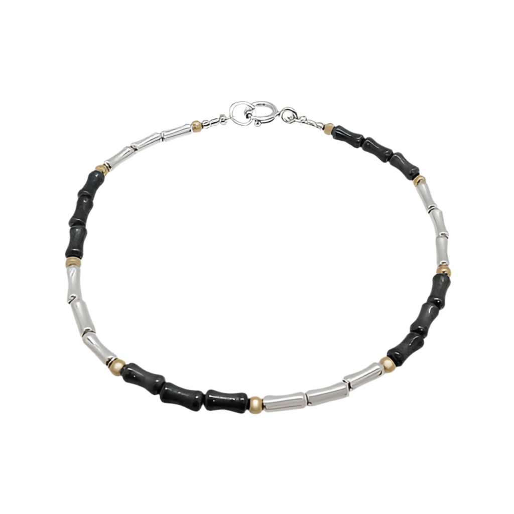 BRACELET DELICATE TUBES OXIDISED AND POLISHED