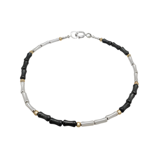BRACELET DELICATE TUBES OXIDISED AND POLISHED