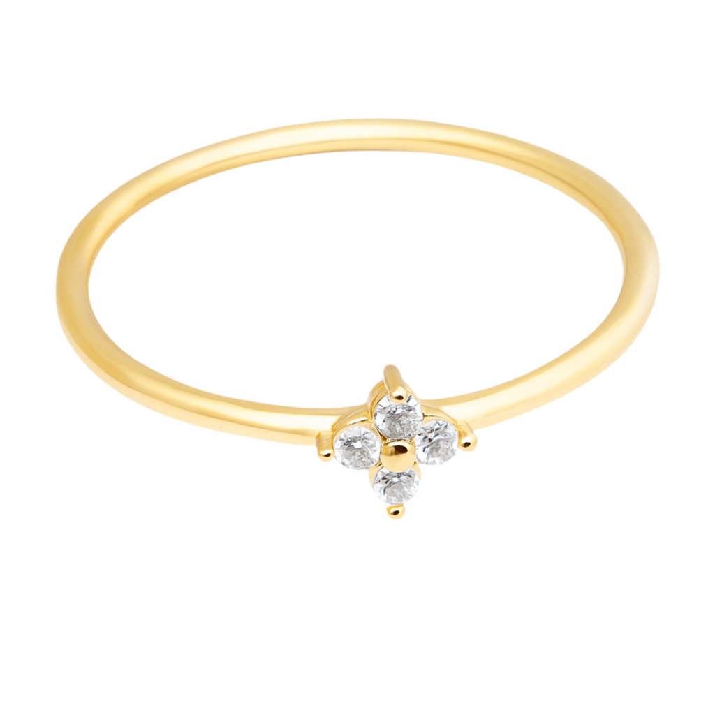 GOLD CZ FLOWER RING