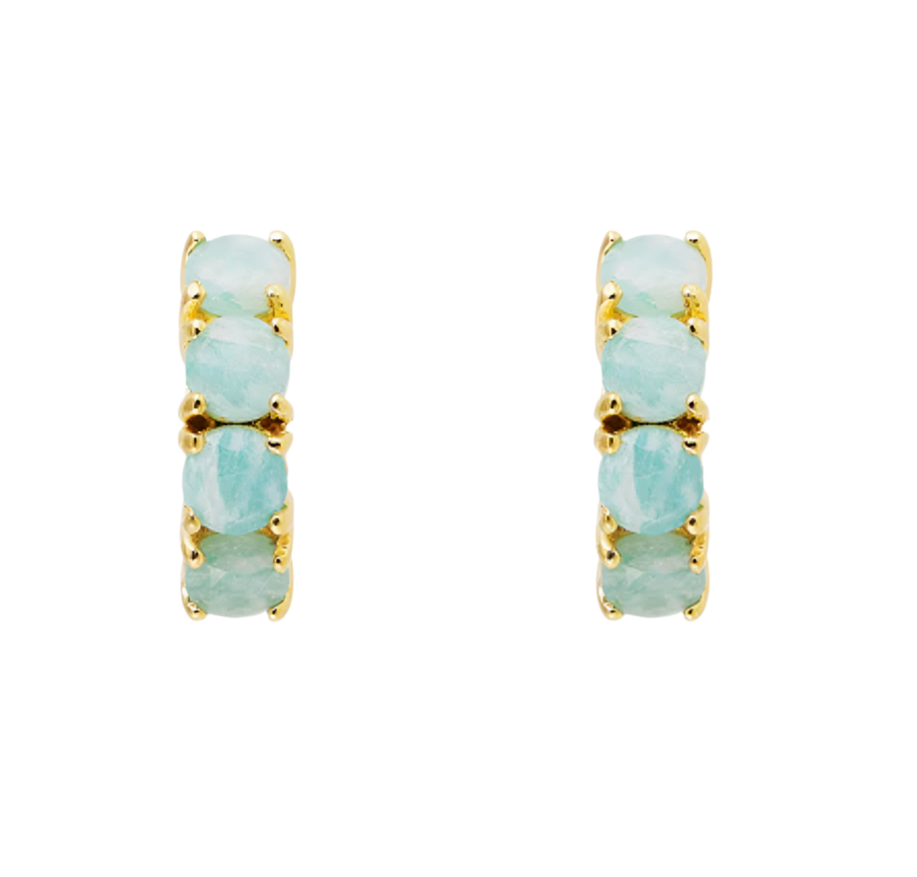 AMAZONITE MIDI HOOPS - GOLD