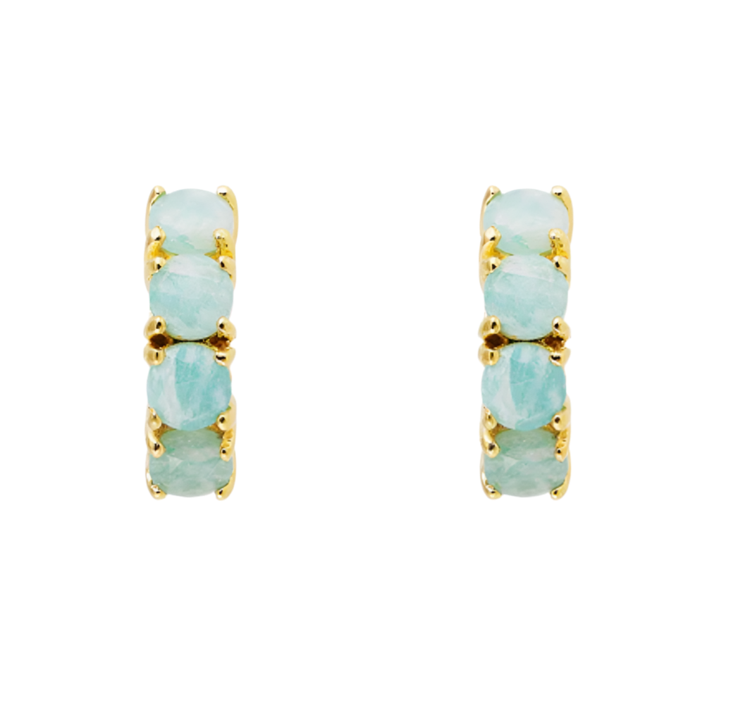 AMAZONITE MIDI HOOPS - GOLD