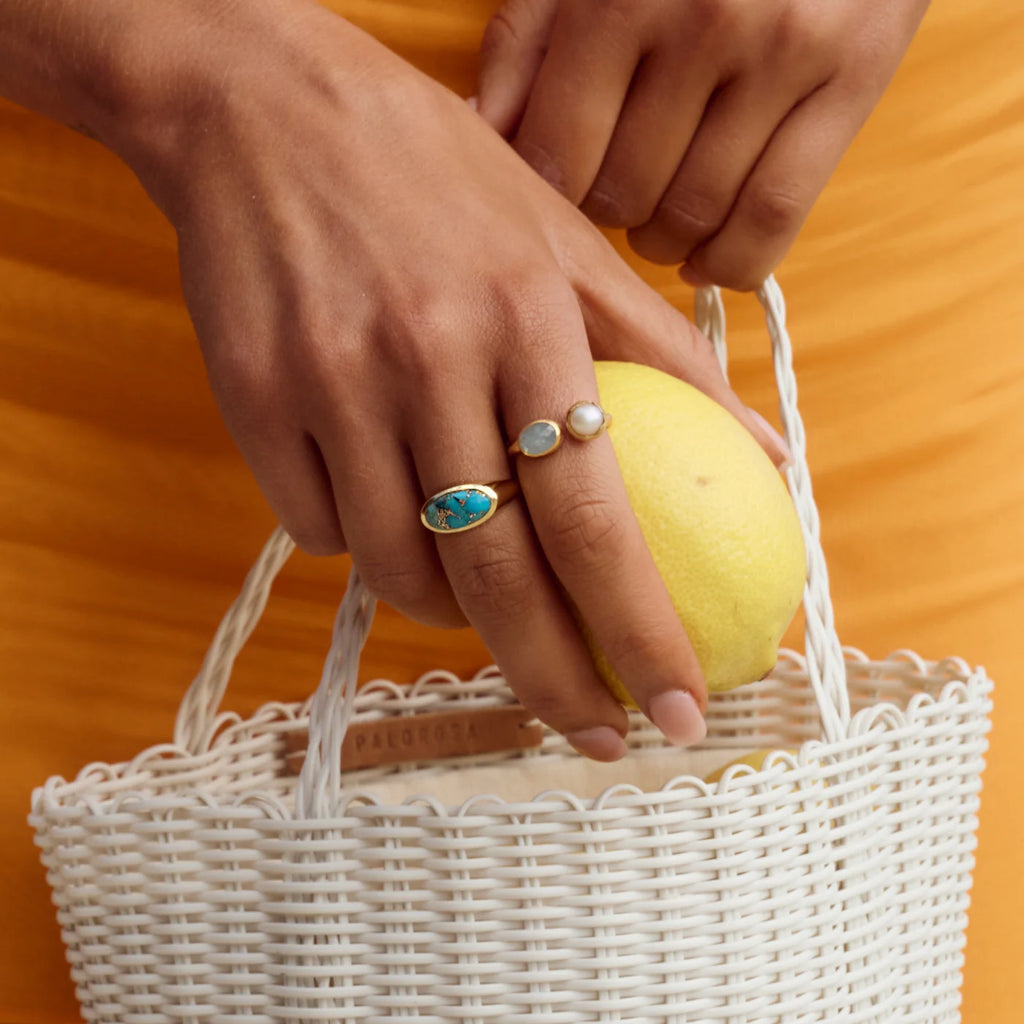 PEARL & AQUAMARINE RING