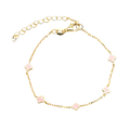 BRACELET PINK ENAMEL CLOVERS GOLD PLATED
