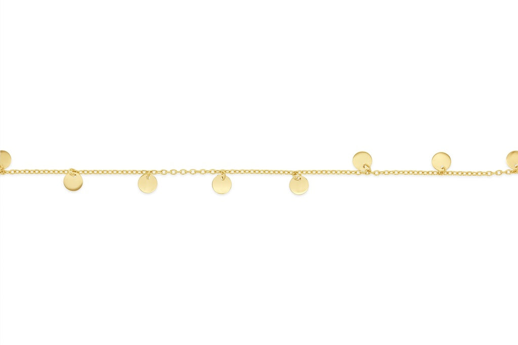 9ct SMALL HANGING DISC BRACELET