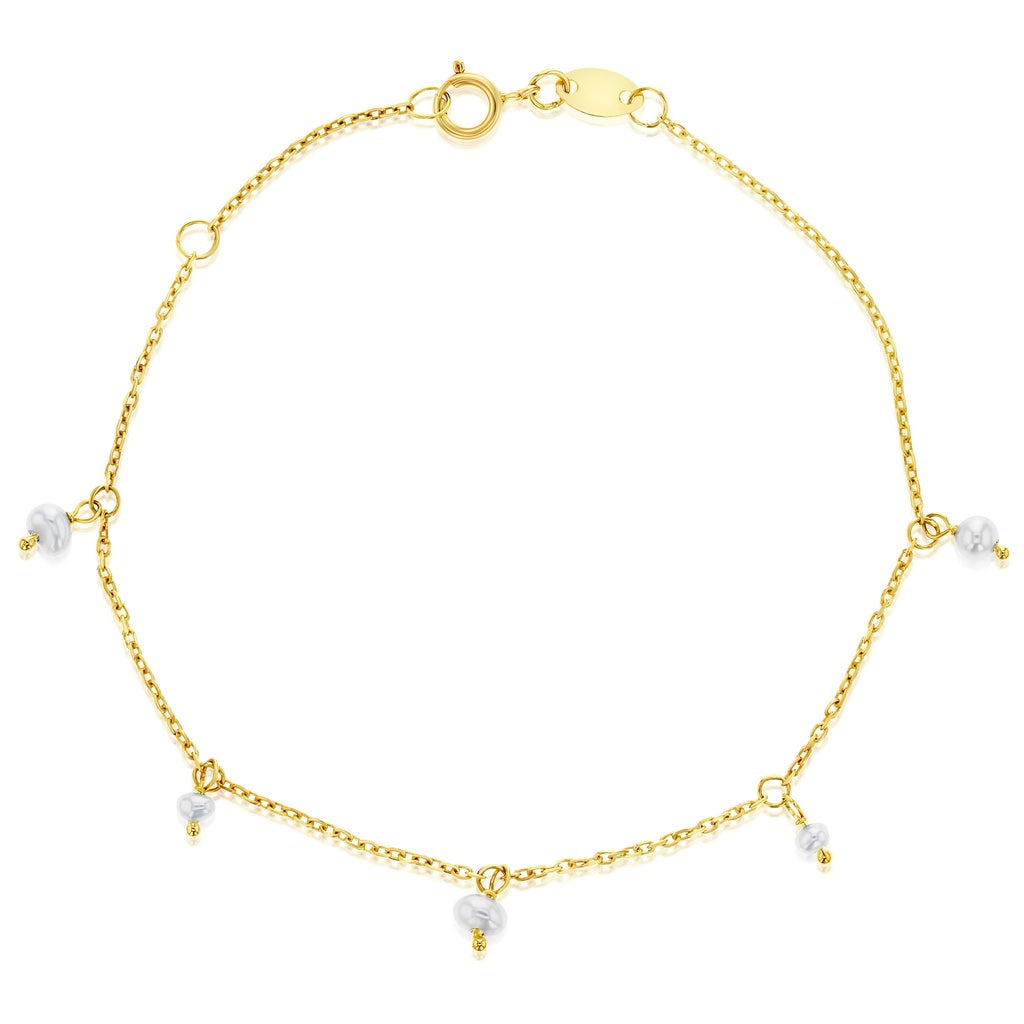 9ct Freshwater Pearl Droplet Bracelet
