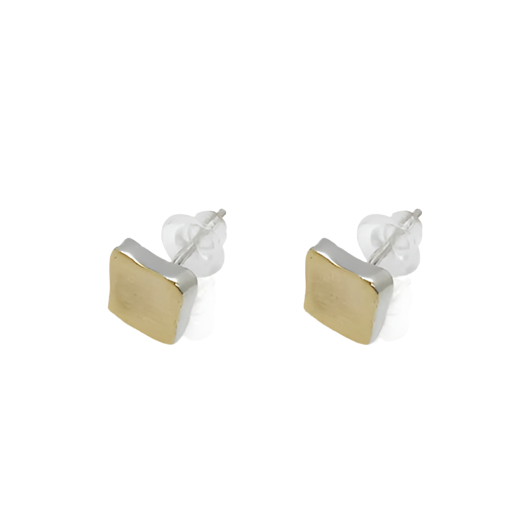 HANDMADE TWO TONE SQUARE STUDS