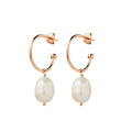 HOOPS WITH LARGE PEARL DROP - ROSE