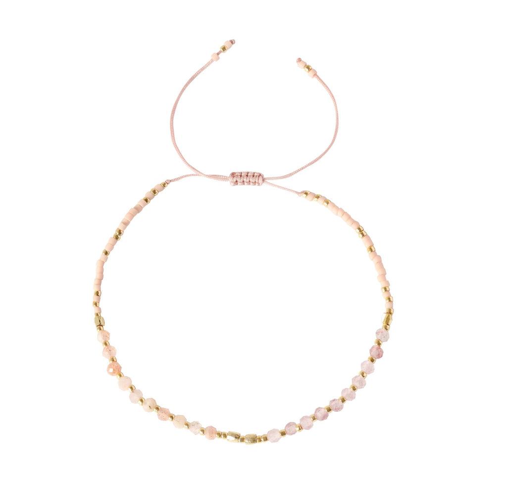 Handmade Pink Gemstone Beaded Strand Bracelet