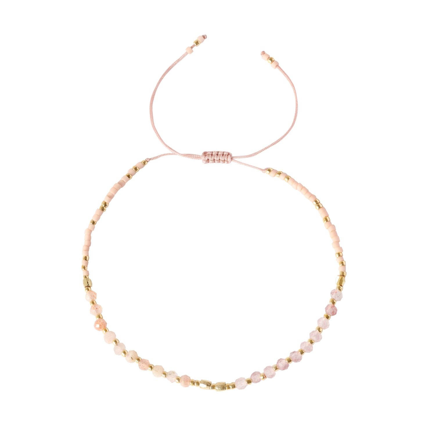 Handmade Pink Gemstone Beaded Strand Bracelet