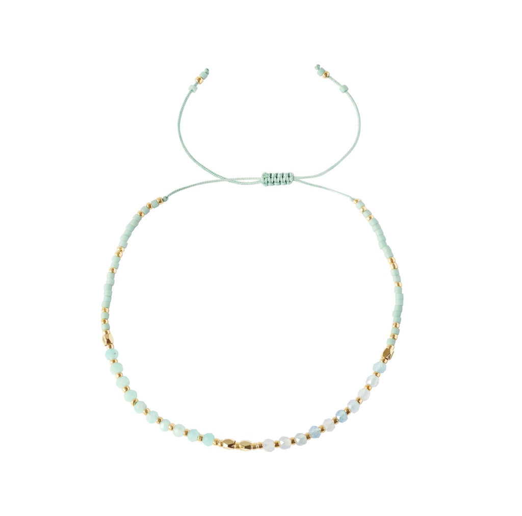 Handmade Aqua Gemstone Beaded Strand Bracelet