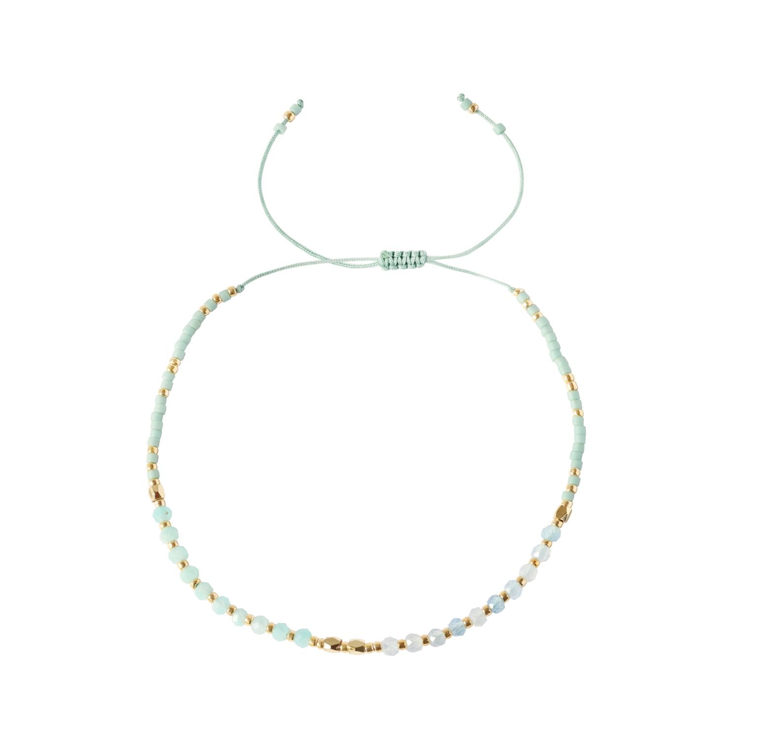 Handmade Aqua Gemstone Beaded Strand Bracelet