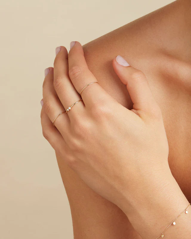 14k SOLID GOLD - LIGHT OF THE MOON DIAMOND RING