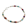 MULTI COLOURED STONE BRACELET WITH PEARLS GOLD