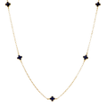 NECKLACE CLOVER NAVY ENAMEL GOLD PLATE