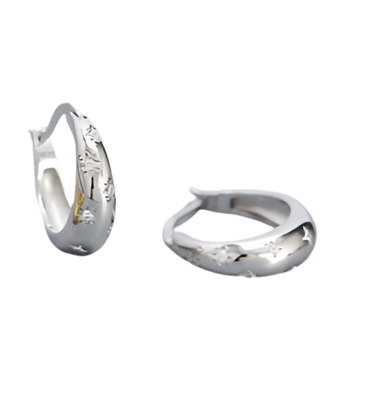 STARS TAPERED HOOPS SILVER
