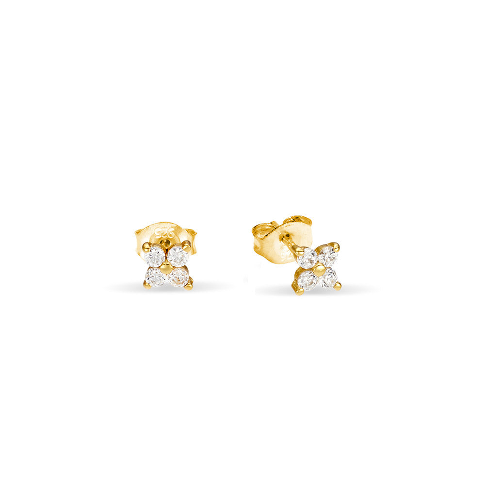 PETITE CUBIC ZIRCONIA GOLD FLOWER STUD