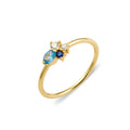 FINE GOLD RING WITH BLUE CUBIC ZIRCONIAS