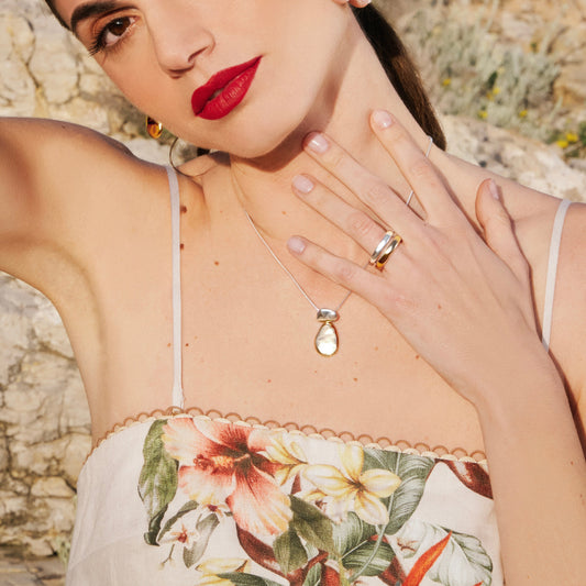 DOUBLE PEBBLET TWO-TONE PENDANT