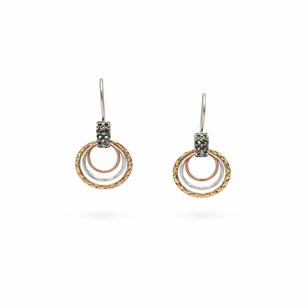 HANDMADE MUTLI TONE OPEN DISK EARRINGS
