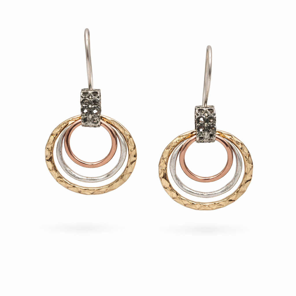 HANDMADE MUTLI TONE OPEN DISK EARRINGS