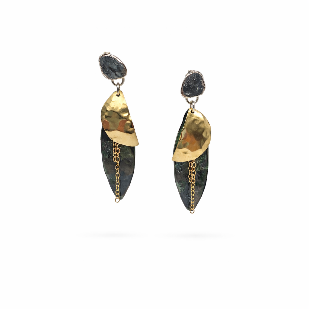 HANDMADE MUTLI TONE GEOMETRIC STUD EARRINGS