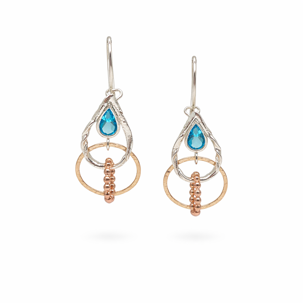 HANDMADE MUTLI TONE WITH TOPAZ EARRINGS