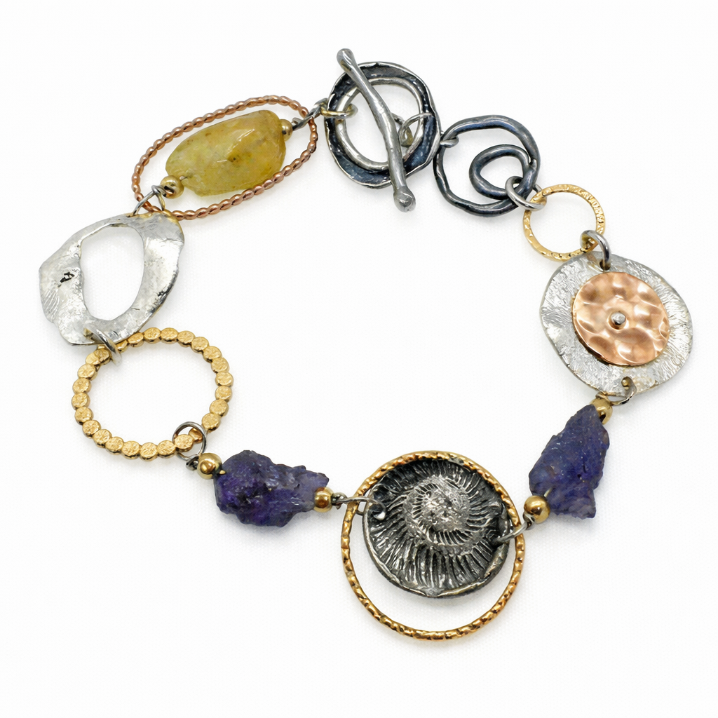 BRACELET TANZANITE AND CITRINE GOLD FILLED HANDMADE