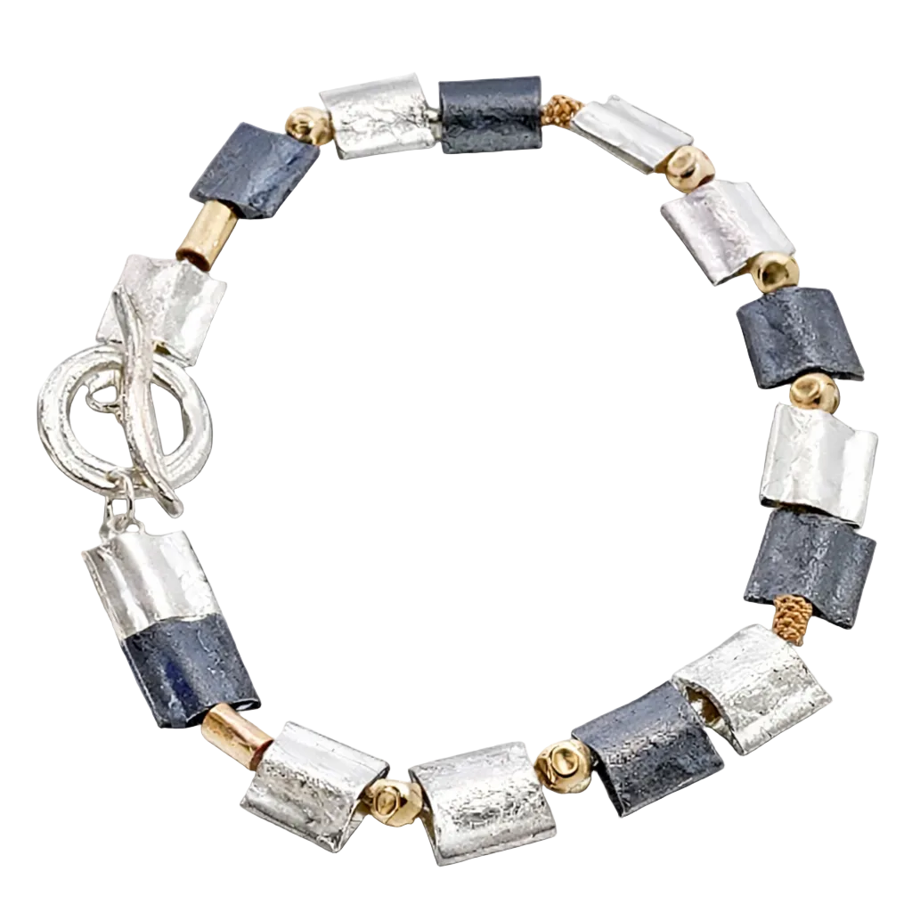 SQUARE BRACELET WITH GOLD FILLED SPACERS