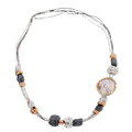 NECKLACE MUTLI CHAIN WITH HANDMADE BEADS GOLD FILLED SILVER