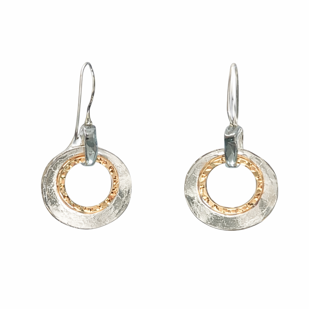 DUO TONE DISK EARRINGS