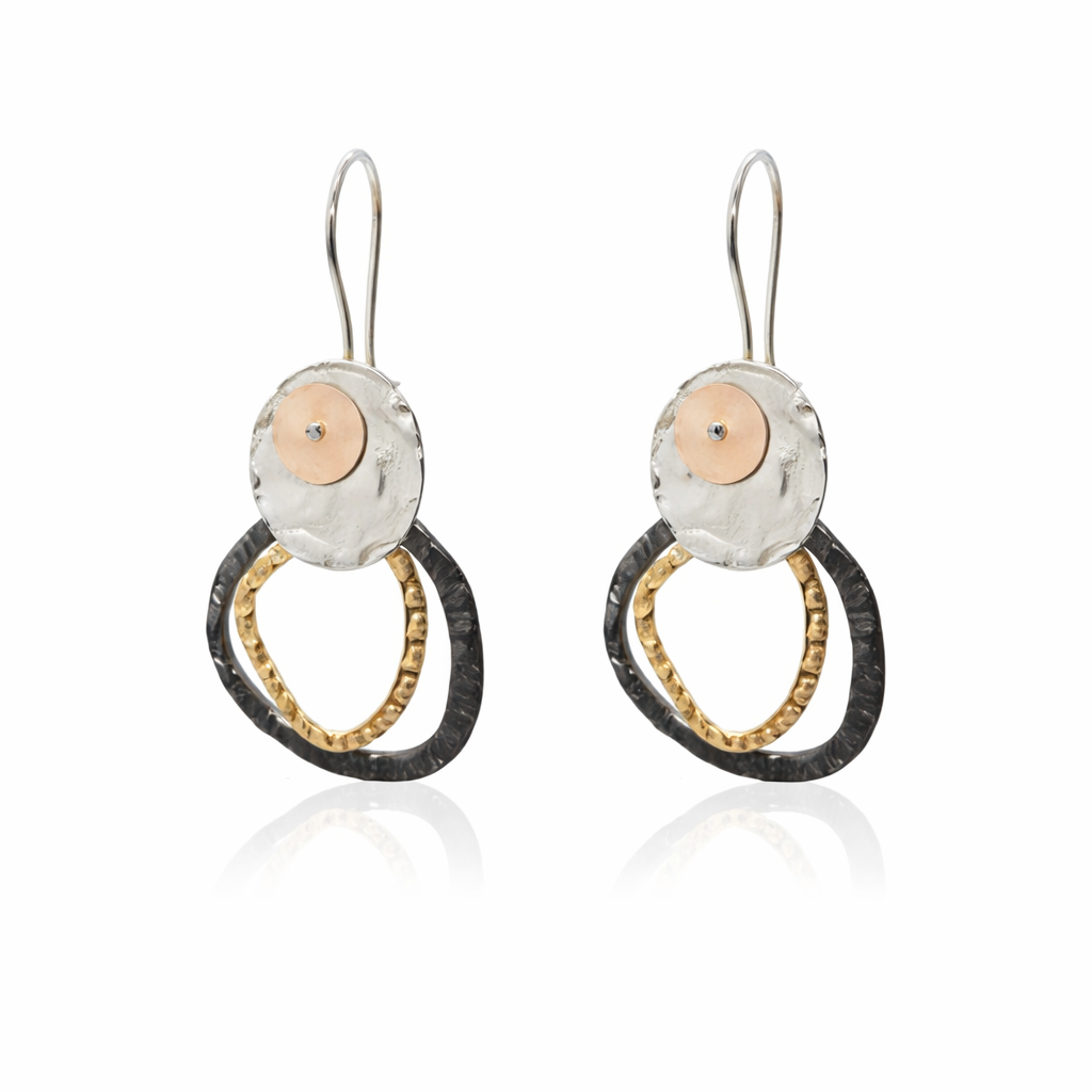 HANDMADE MULTI TONE CIRCLE DROPS