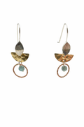 HANDMADE GOLD FAN WITH APATITE AND ROSE GOLD BEADED DROP