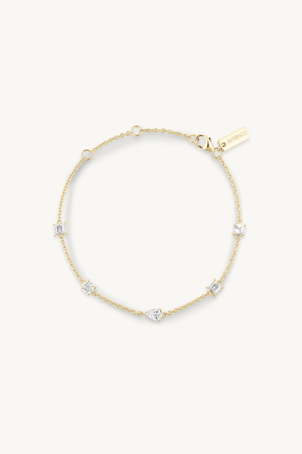 Clover White Topaz Gold Bracelet