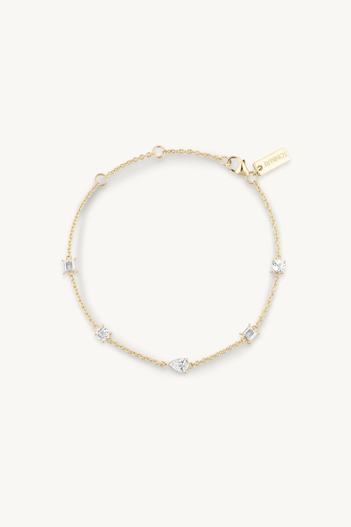 Clover White Topaz Gold Bracelet