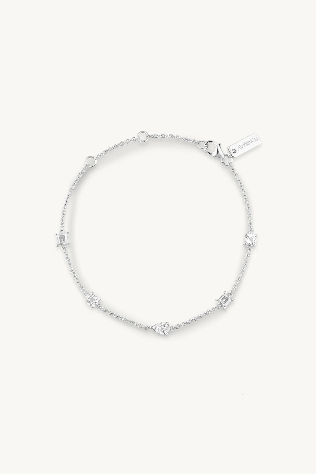 Clover White Topaz Silver Bracelet
