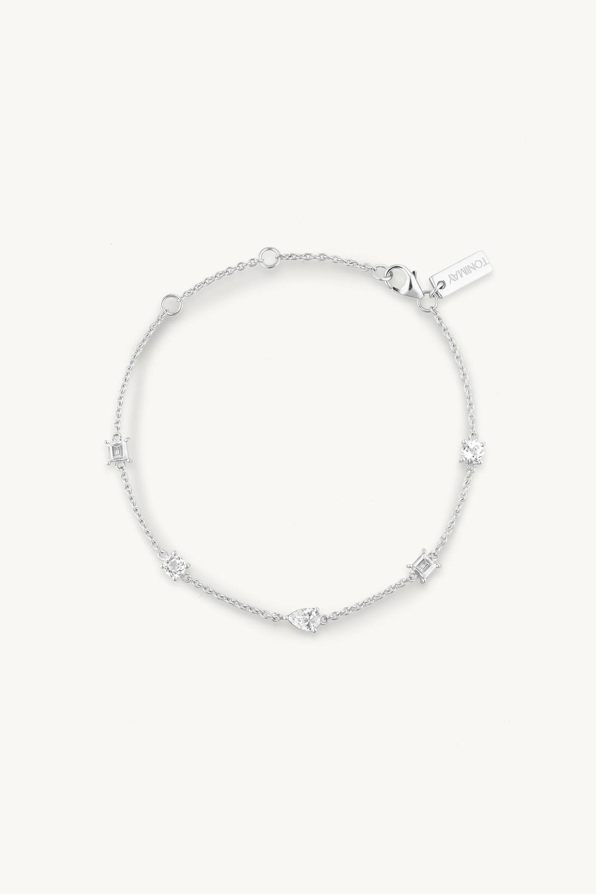 Clover White Topaz Silver Bracelet