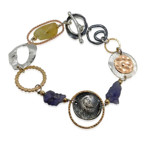 BRACELET TANZANITE AND CITRINE GOLD FILLED HANDMADE
