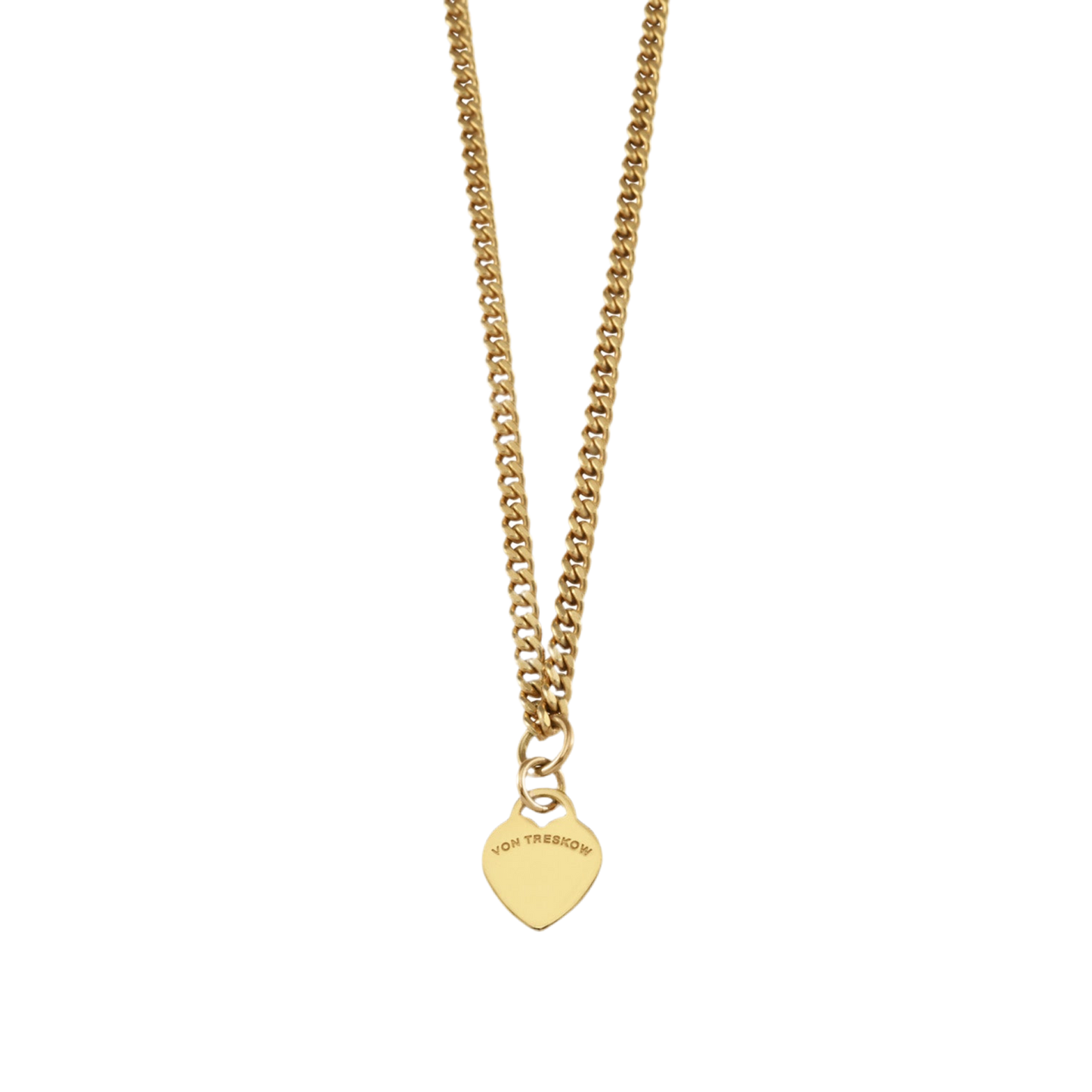 CURB NECKLACE WITH VT FLAT HEART - GOLD