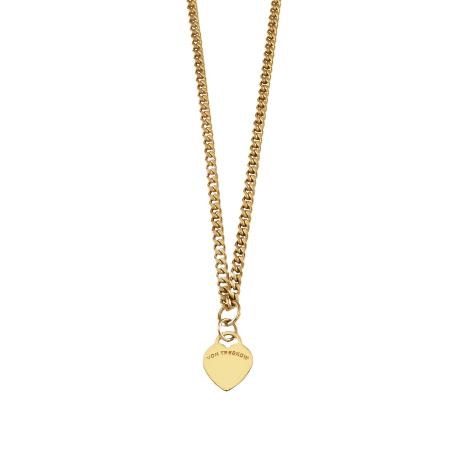 CURB NECKLACE WITH VT FLAT HEART - GOLD