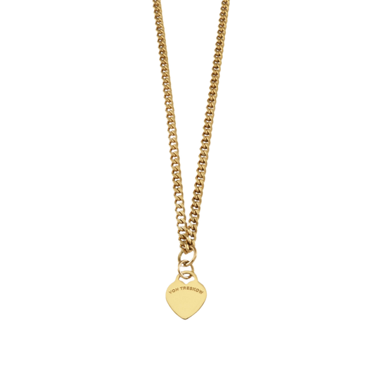 CURB NECKLACE WITH VT FLAT HEART - GOLD