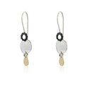 EARRINGS SMALL SILVER AND 9CT GOLD FILLED TEARDROP