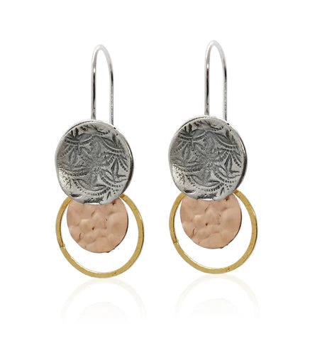 EARRINGS STERLING SILVER PATTERNED DROP