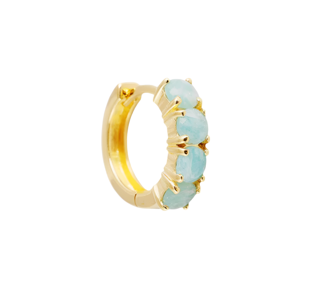 AMAZONITE MIDI HOOPS - GOLD