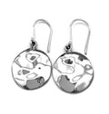 EARRINGS DIMPLED SILVER DISK DROP