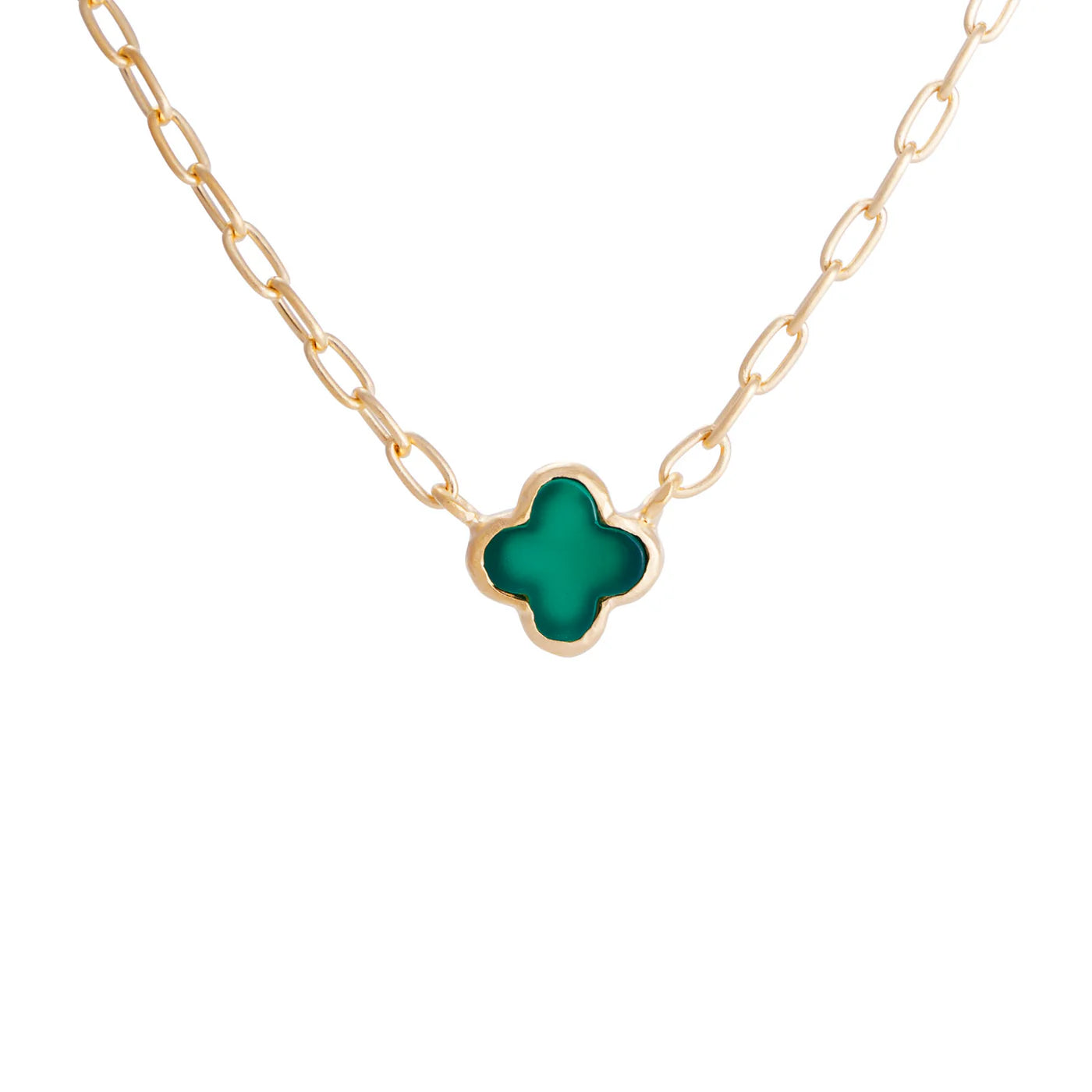 GREEN AGATE CLOVER NECKLACE